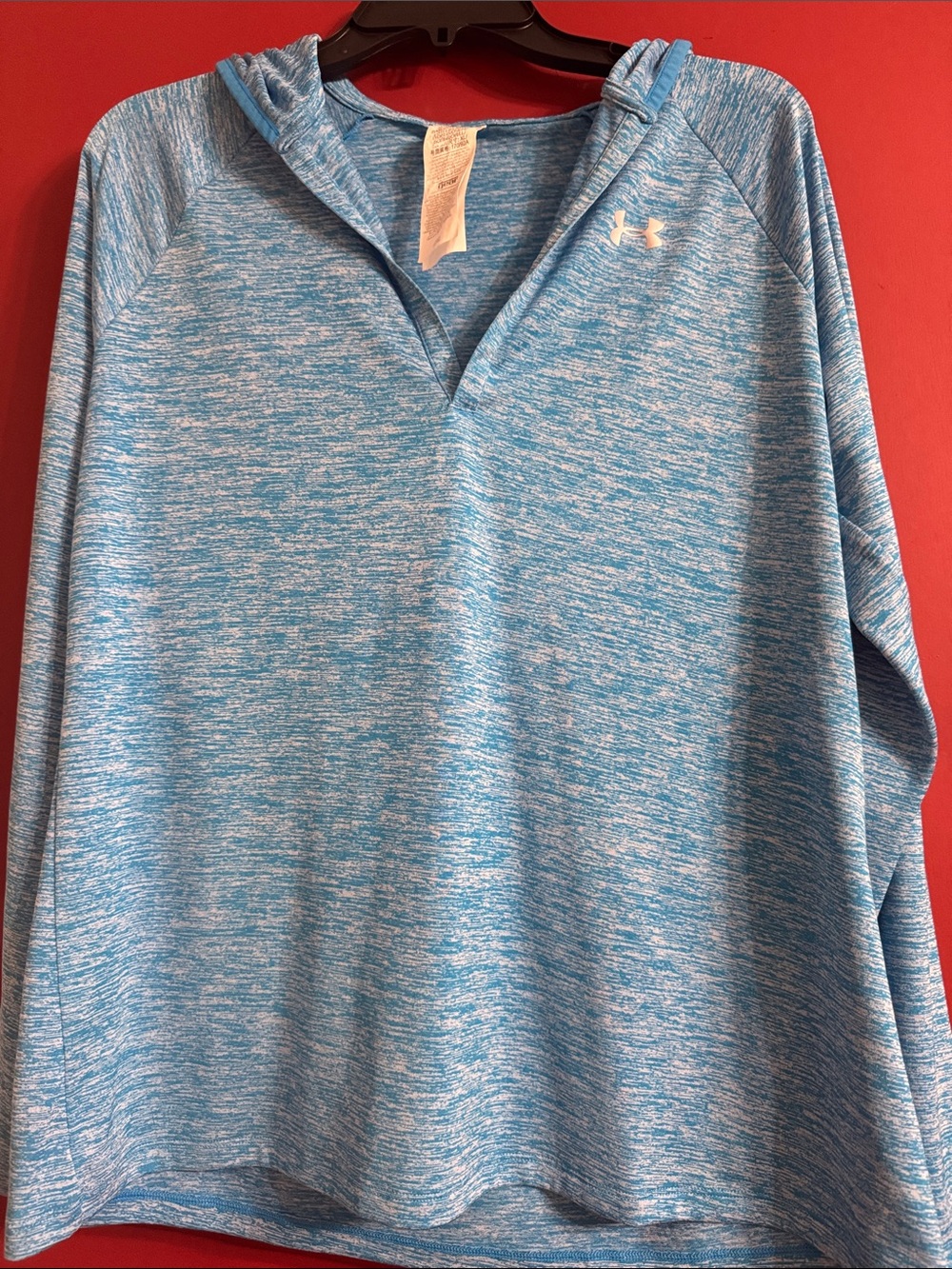 Under Armour Blue Heather Kids Hooded Performance Pullover